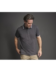 T-1407-Mens Luxury Stripe Stretch Polo 2